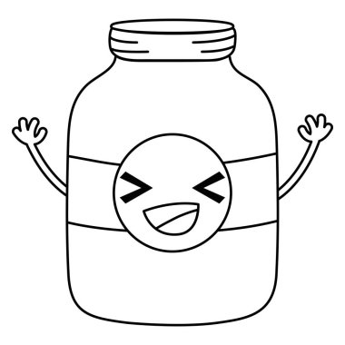 etiket ve silah vektör çizim ile mutlu mason cam kawaii satır