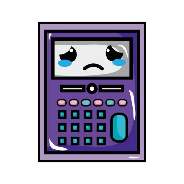 ağlayan ve ihale hesap makinesi nesne kawaii vektör çizim