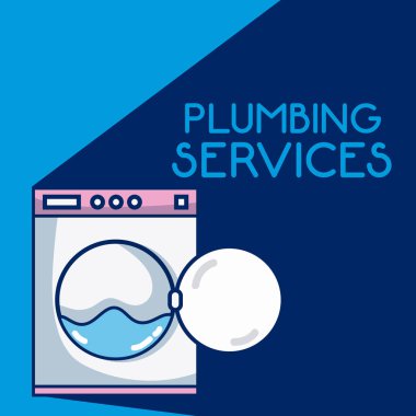 Plumbling hizmet kavramı yıkama makinesi vektör çizim grafik tasarım