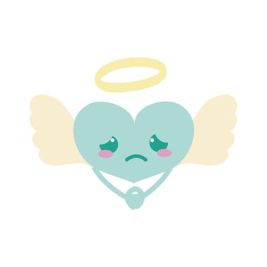 renkli ağlayan kalp melek kawaii silah ile vektör çizim