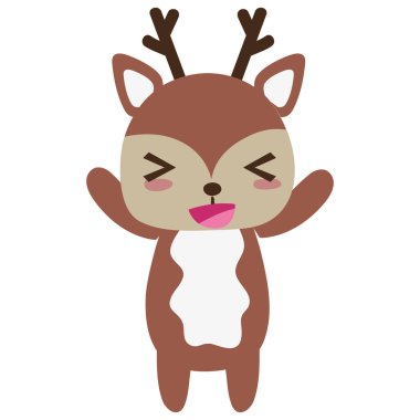 renkli sevimli ve neşeli geyik vahşi hayvan vektör çizim