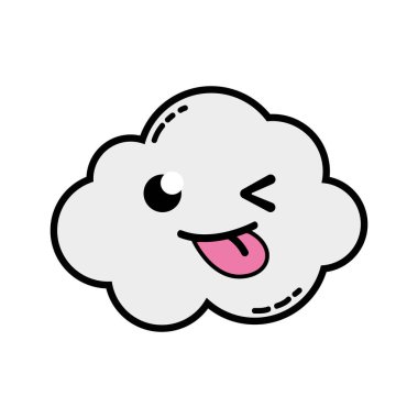 komik ve sevimli bulut kawaii hava vektör çizim