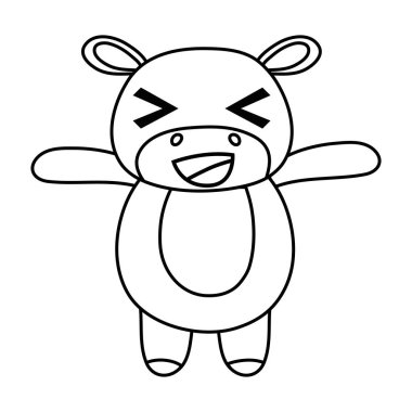satır şirin ve neşeli hipopotam vahşi hayvan vektör çizim