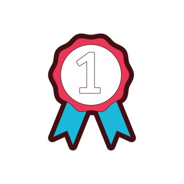 çizgi rengi madalya ödülü başarı şampiyon simge vektör çizim