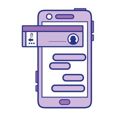 tam renkli smartphone ile sosyal sohbet kabarcık iletileri vektör çizim