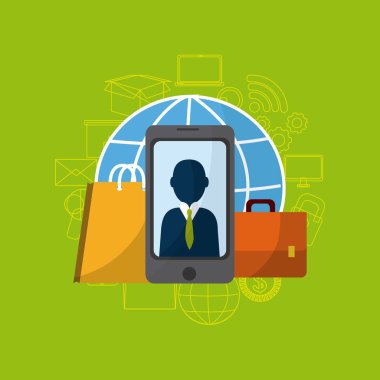 Smartphone medya pazarlama işletme kavramı vektör çizim grafik