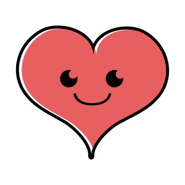 renk gülümsemek kalp tutku kawaii karakter vektör çizim