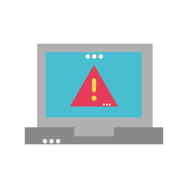 dikkat amblemi uyarı dizüstü bilgisayar teknoloji vektör çizim içinde