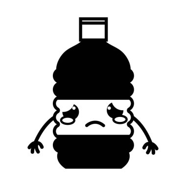 kontur şişe üzgün ve ihale etmek kawaii vektör çizim