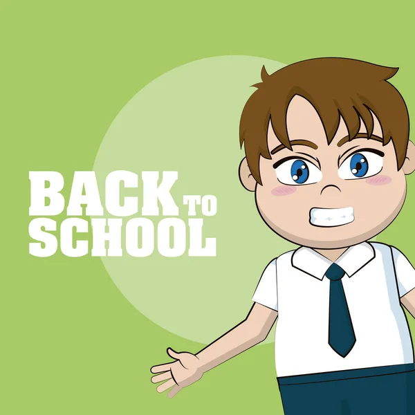 Cute Happy School Boy Cartoon Vector Illustration Graphic Design — Stock Vector