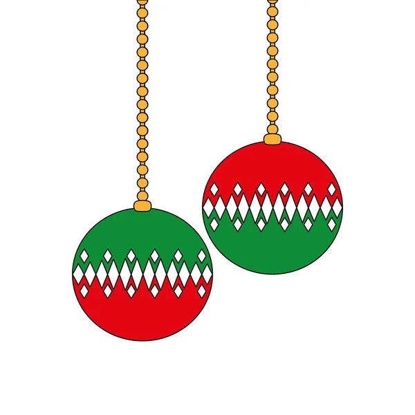 Ovala Bollar Hängande Merry Christmas Dekoration Vektorillustration — Stock vektor