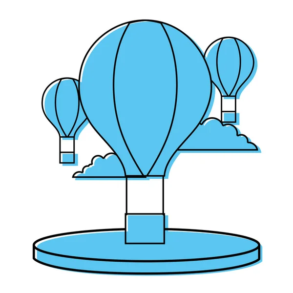 Farb Luftballons Fliegen Mit Wolken Den Himmel Vektor Illustration — Stockvektor
