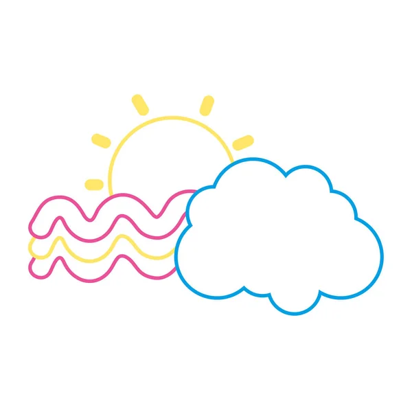 Kleur Lijn Zon Heldere Regenboog Met Wolk Hemel Vectorillustratie — Stockvector