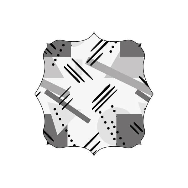 Quadrato Scala Grigi Con Figure Stile Geometrico Sfondo Vettoriale Illustrazione — Vettoriale Stock
