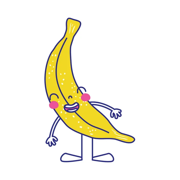 全彩卡瓦伊香蕉微笑水果与胳膊和腿向量例证 — 图库矢量图片