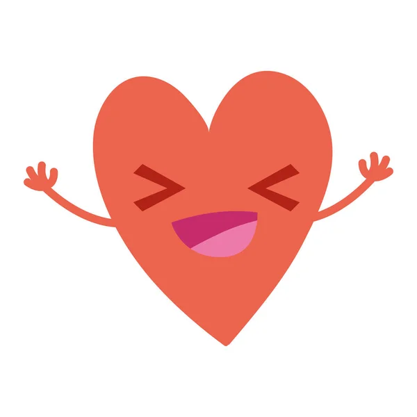 Πολύχρωμα Χαριτωμένα Ευτυχής Καρδιά Kawaii Καρτούν Εικονογράφηση Φορέα — Διανυσματικό Αρχείο