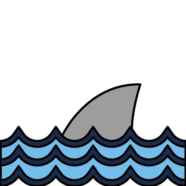 Natur Ozeanwellen Mit Hai Tier Vektor Illustration — Stockvektor