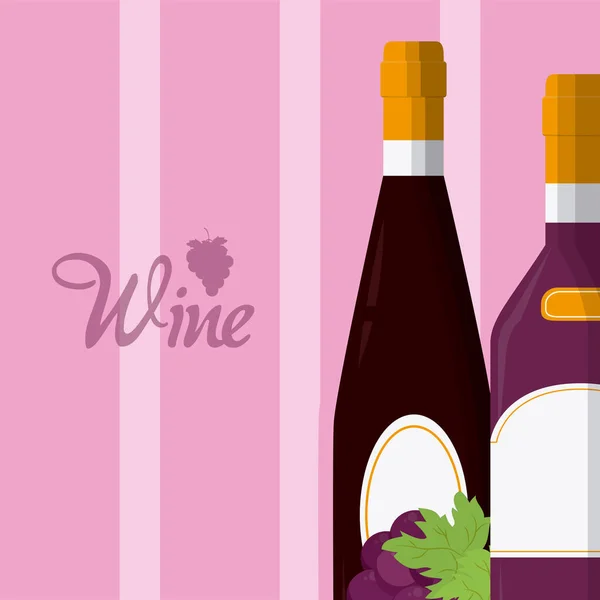 Garrafas Vinho Com Vetor Uvas Ilustração Design Gráfico —  Vetores de Stock