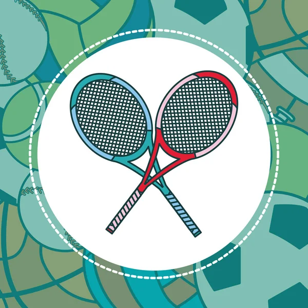 Tenisz Sport Teniszütő Sport Labdák Háttér Vektor Illusztráció Grafikai Tervezés — Stock Vector