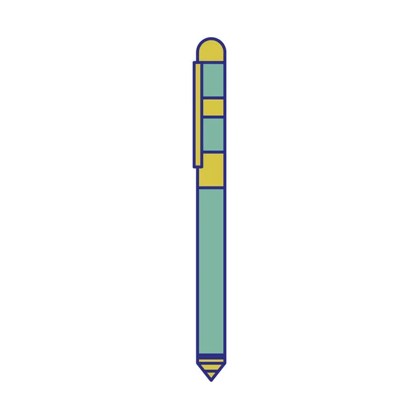Volledige Kleur Metalen Pen Object Pictogram Ontwerp Vectorillustratie — Stockvector