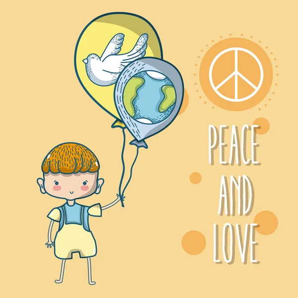 Pokoju Miłości Dzieci Balon Słodkie Bajki Wektor Projekt Graficzny Ilustracja — Wektor stockowy
