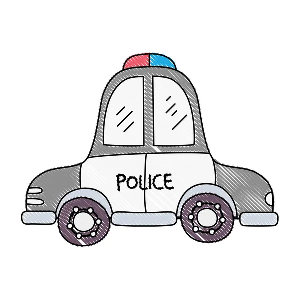 Τριμμένο Έκτακτης Ανάγκης Αστυνομίας Μεταφορών Αυτοκινήτων Σειρήνα Εικονογράφηση Διάνυσμα — Διανυσματικό Αρχείο