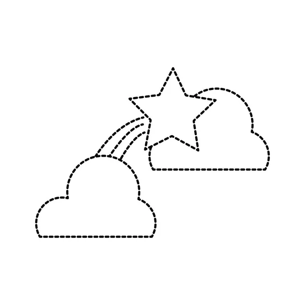 Натуральные Облака Блестящей Падающей Звездой — стоковый вектор