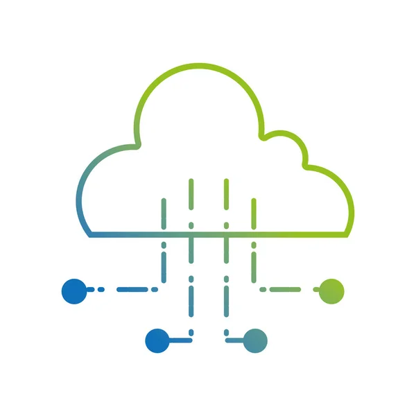 Silhouette Dati Cloud Con Circuiti Illustrazione Vettoriale Del Server Connessione — Vettoriale Stock