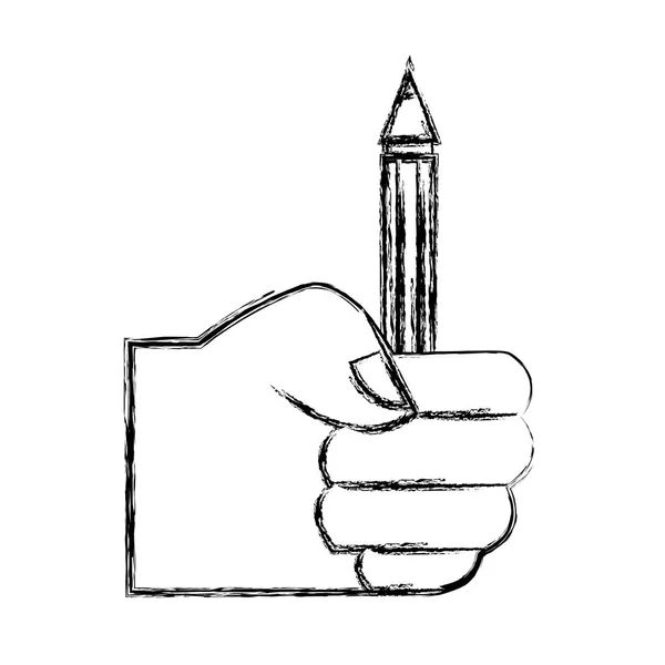 Figure Main Avec Ustensile Crayon École Pour Étudier Illustration Vectorielle — Image vectorielle
