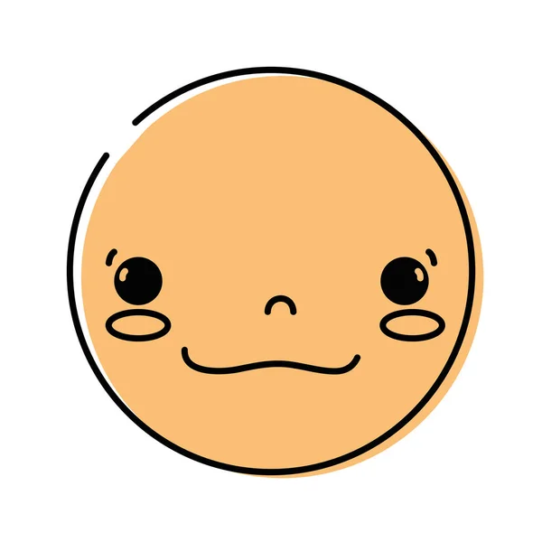 Color Kawaii Head Cute Happy Face Vector Illustration — Stock Vector