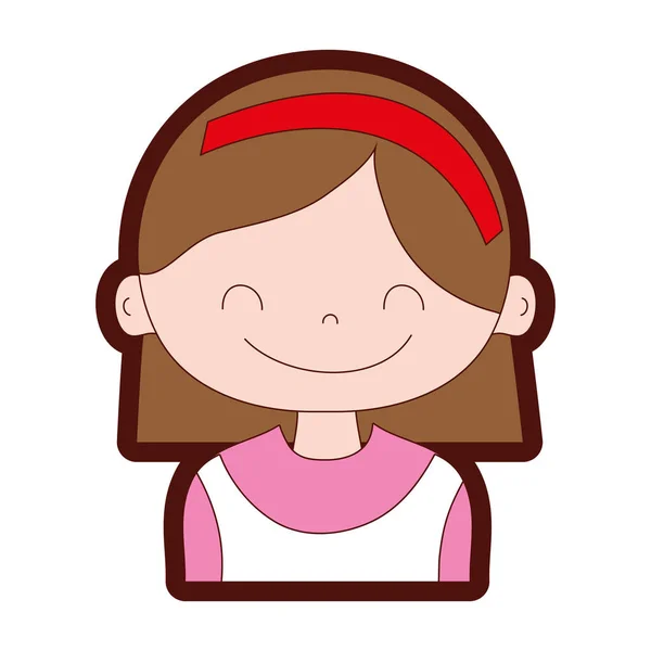 Linha Menina Cor Com Penteado Headband Design Ilustração Vetor — Vetor de Stock