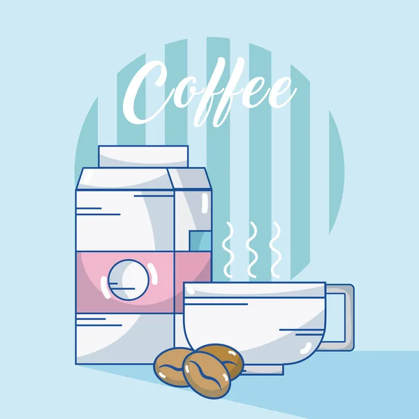 Koffiekopje Met Bonen Milkbox Vector Illustratie Grafisch Ontwerp — Stockvector