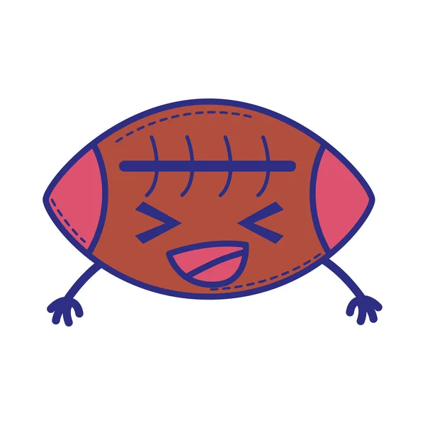 Cor Cheia Feliz Bola Americana Kawaii Com Braços Vetor Ilustração — Vetor de Stock