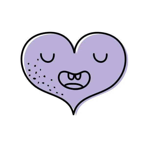 Farbe Lustig Herz Kawaii Mit Gesichtsausdruck Vektor Illustration — Stockvektor