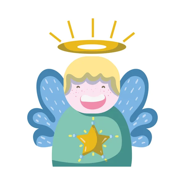 可爱的天使与翅膀和光环设计向量例证 — 图库矢量图片