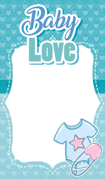 Baby Shower Tarjeta Azul Con Espacio Blanco Nota Vector Ilustración — Vector de stock