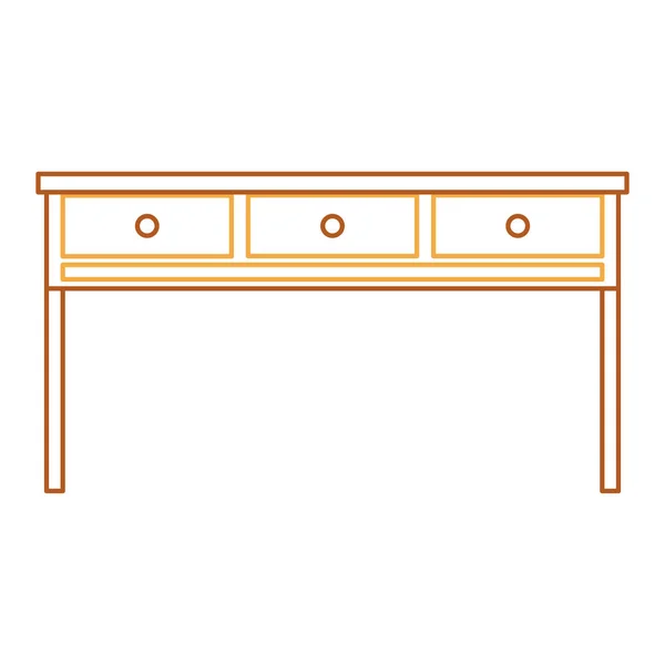 Couleur Ligne Bureau Bois Objet Bureau Avec Tiroirs Illustration Vectorielle — Image vectorielle