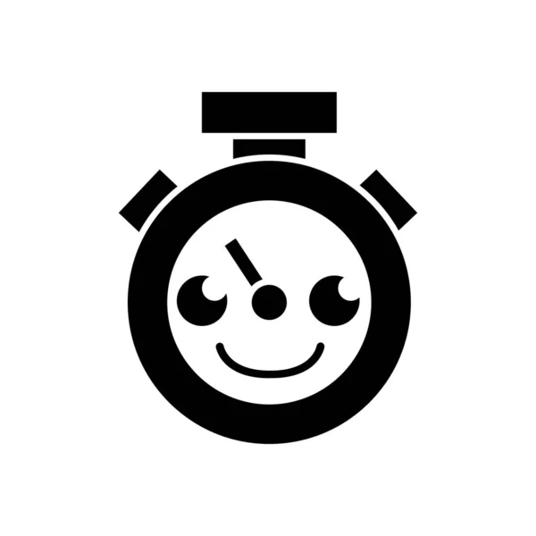 Obrysový Šťastný Roztomilé Chronometr Objektu Kawaii Vektorové Ilustrace — Stockový vektor