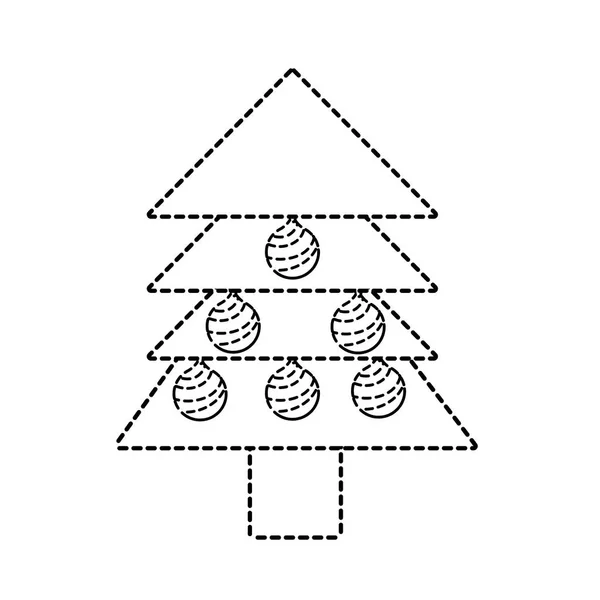Tečkované Tvaru Borovice Strom Vánoční Koule Dekorace Vektorové Ilustrace — Stockový vektor