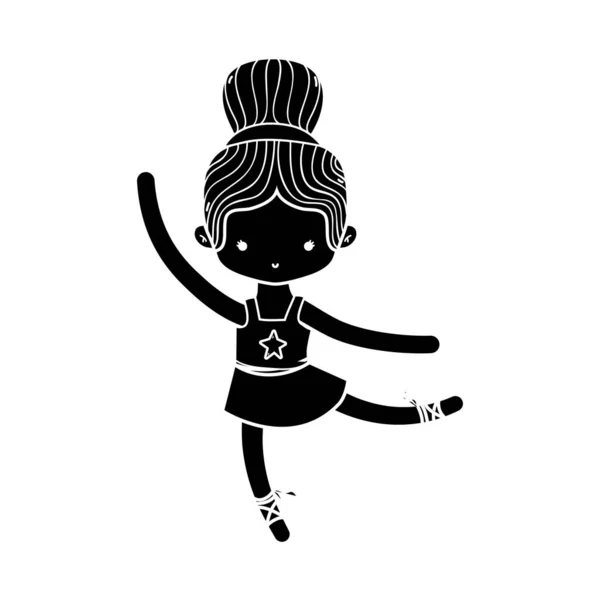 輪郭女の子髪お団子ベクトル図でバレエを踊る — ストックベクタ