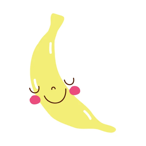 Colorful Happy Banana Fruit Tender Kawaii Vector Illustration — Stock Vector
