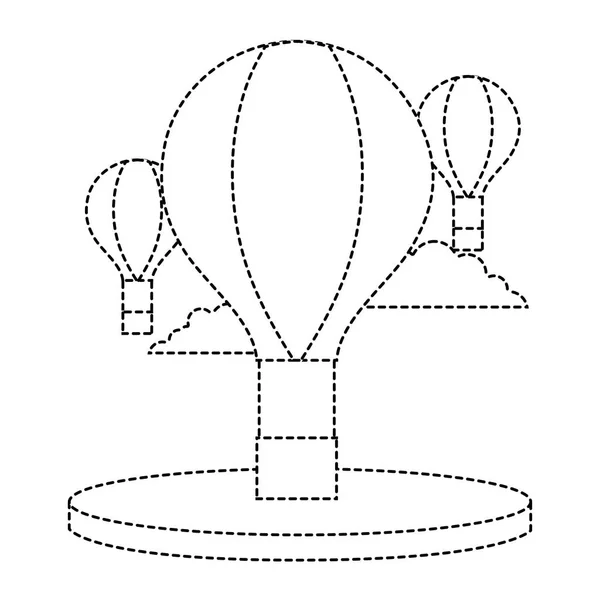 Prickade Formen Air Ballonger Flyga Med Moln Himlen Vektorillustration — Stock vektor