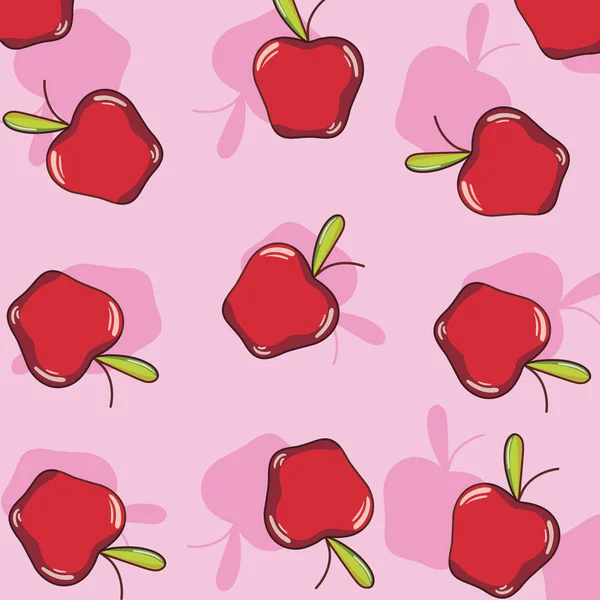 りんごパターン背景かわいい漫画ベクトル イラスト グラフィック デザイン — ストックベクタ