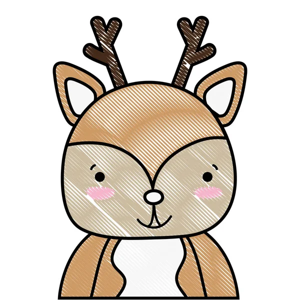 Ralado Adorável Feliz Cervo Selvagem Vetor Ilustração —  Vetores de Stock