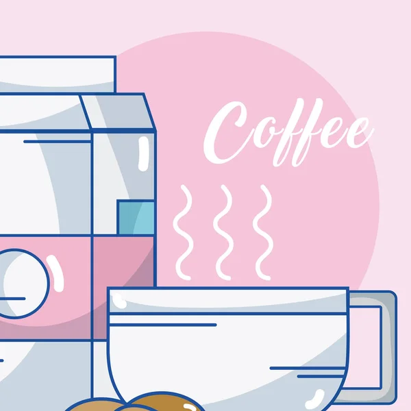 Koffie Kop Melk Vak Vector Illustratie Grafisch Ontwerp — Stockvector