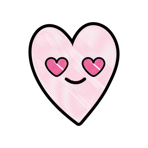 Тертое Симпатичное Любовное Сердце Векторная Иллюстрация Мультфильму — стоковый вектор