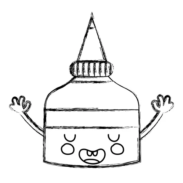 Figura Kawaii Carino Divertente Colla Bottiglia Vettore Illustrazione — Vettoriale Stock