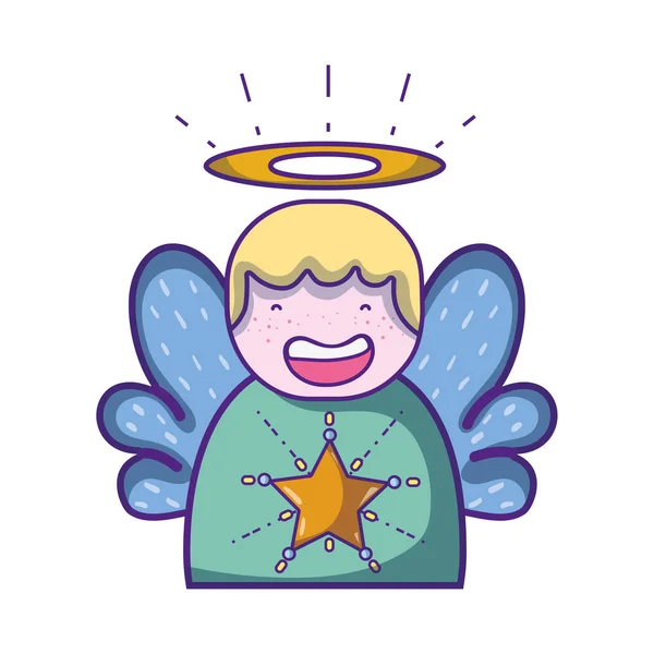 Cute Angel Wings Aureole Design Vector Illustration — Stock Vector