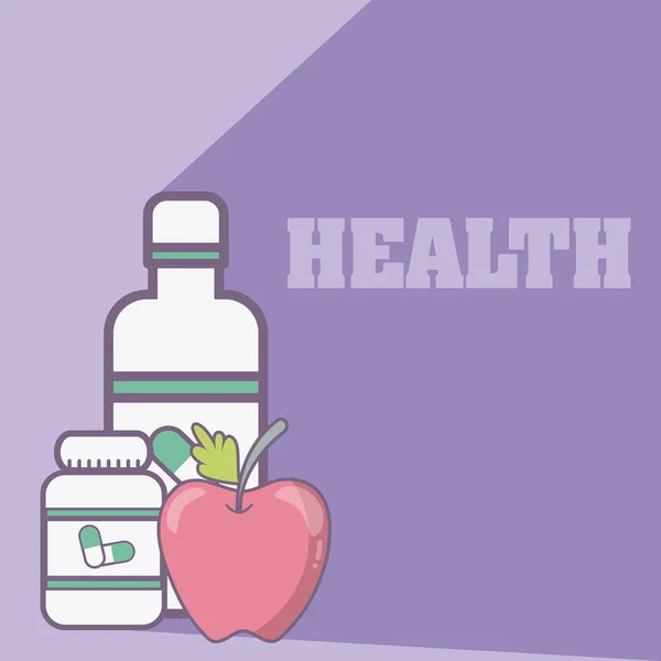 Apple Medicine Bottle Vector Illustration Graphic Design — Stock Vector