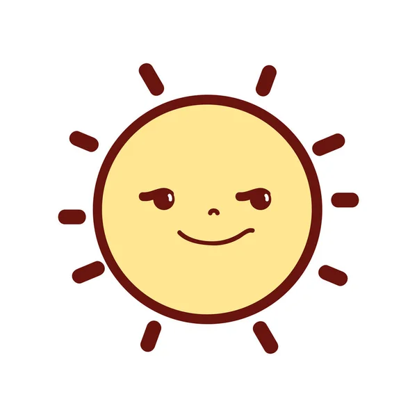 Line Color Rogue Cute Sun Kawaii Weather Vector Illustration — Stock Vector